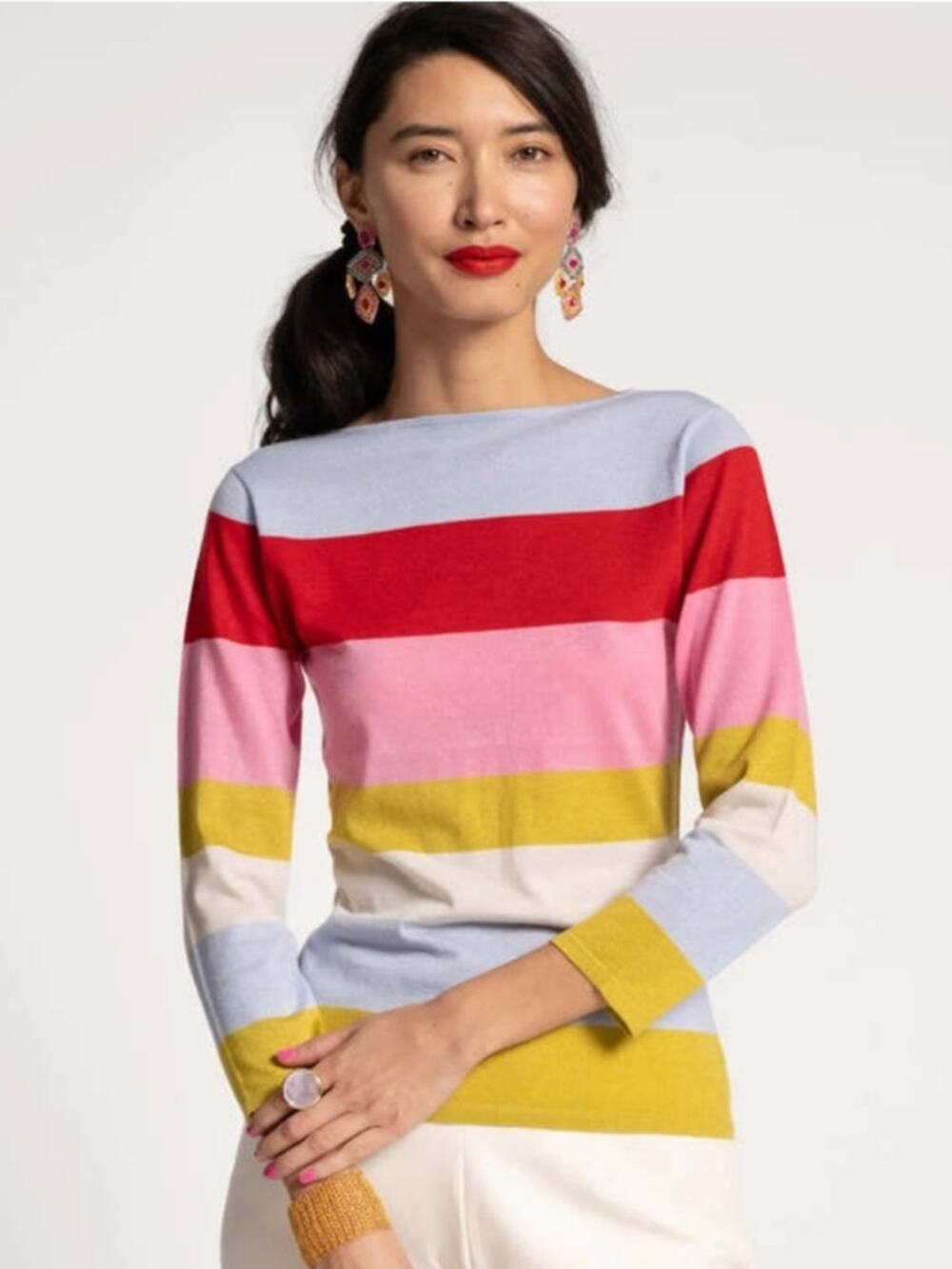 Frances‎ Valentine Saylor Stripe Top metallic wool XS